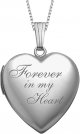 PicturesOnGold.com Forever In My Heart Locket Necklace for Women That Hold Pictures in Sterling Silver or Yellow Gold.