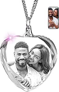 ArtPix 3D Crystal Photo, Personalized Gift Necklace Heart for Women, Wife, Her, Custom Gift for Dad, Father, Great Customized Gifts With Your Own Picture