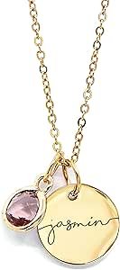 Necklace Personalized Jewelry for Women Neckace Gifts for Mom Gold Plated Pendant Charm, Custom Jewelry Grandma Gift Birthday Personalized Gifts for New Moms -CN-BS-SH